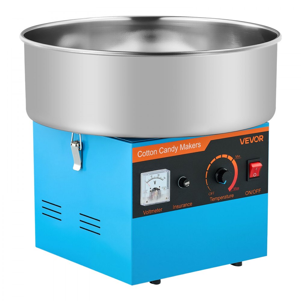 VEVOR Zuckerwattemaschine 1000 W elektrische Zuckerwattegeräte mit 38 cm Edelstahlschüssel und Zuckerlöffel, macht Zuckerwatten für Geburtstage zu Hause Familienfeiern, Blau 3500 U/min