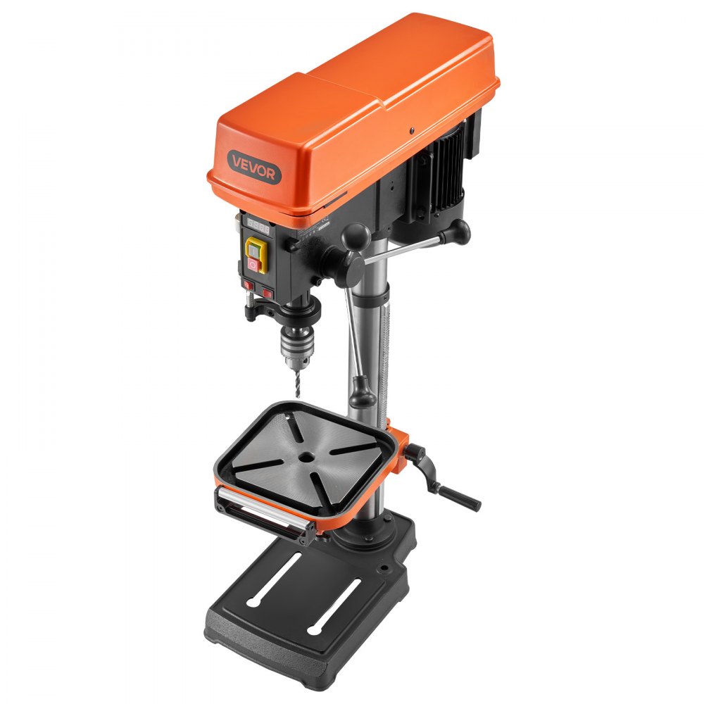 VEVOR Tischbohrmaschine 305 mm, Standbohrmaschine 550 W, Säulenbohrmaschine mit Drehzahlregelung 340–2200 U/min, Neigbarer Tisch 45°, Laser & LED, Bohrmaschine für Holz- & Metallbearbeitung