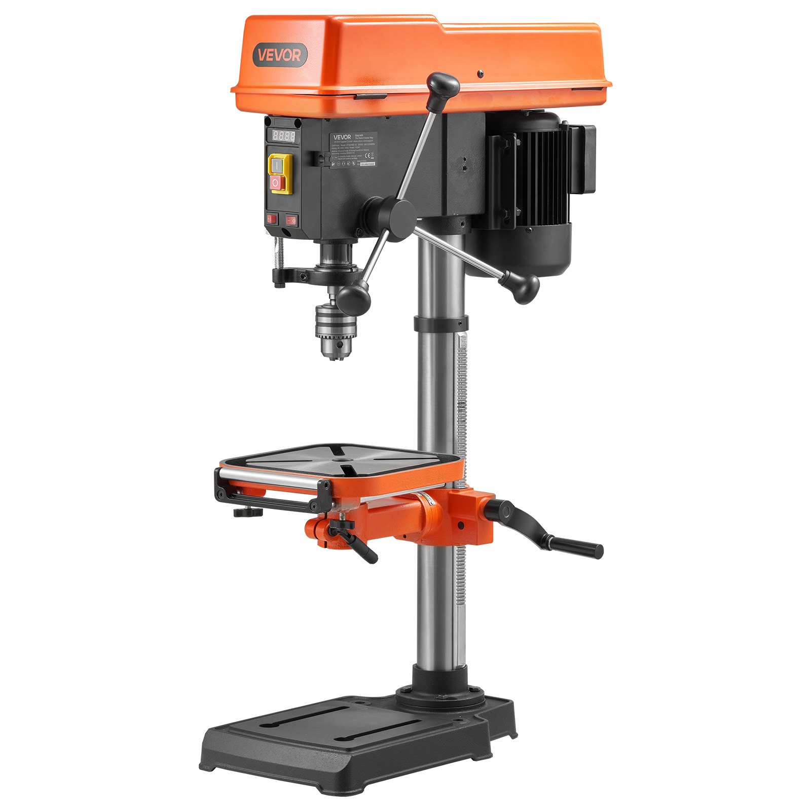 VEVOR Tischbohrmaschine 305 mm, Standbohrmaschine 550 W, Säulenbohrmaschine mit Drehzahlregelung 340–2200 U/min, Neigbarer Tisch 45°, Laser & LED, Bohrmaschine für Holz- & Metallbearbeitung