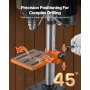 VEVOR Tischbohrmaschine 254mm, 6,2 A Induktionsmotor, 550 W Maximale Leistung, Tischbohrmaschine mit 510/780 / 1300/1820 / 2430 U/min Variable 5-Gang-Steuerung, 0-45° Neigbarer Arbeitstisch