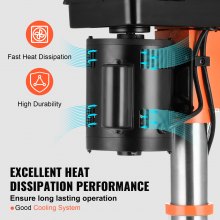 VEVOR 750W Tischbohrmaschine, 440–2580 U/min Stufenlose Geschwindigkeitseinstellung Bohrmaschine Mit 0–45 ° Neigbarem Arbeitstisch, 12 Zoll Schwenkbereich, Led-arbeitsleuchte, Röntgenpositionierung