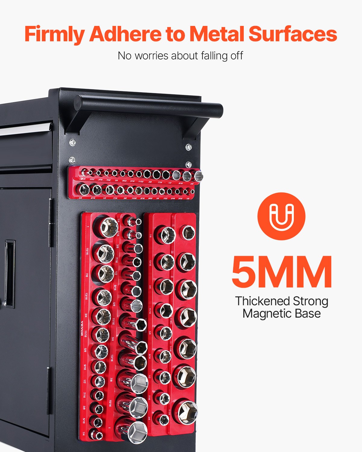 VEVOR Steckschlüssel-Organizer-Set, 3-teiliger, 1/4 Zoll, 3/8 Zoll & 1/2 Zoll SAE-Steckschlüsselablagen, für bis zu 68 Standard- & tiefe Steckschlüssel (Steckschlüssel nicht im Lieferumfang enthalten)