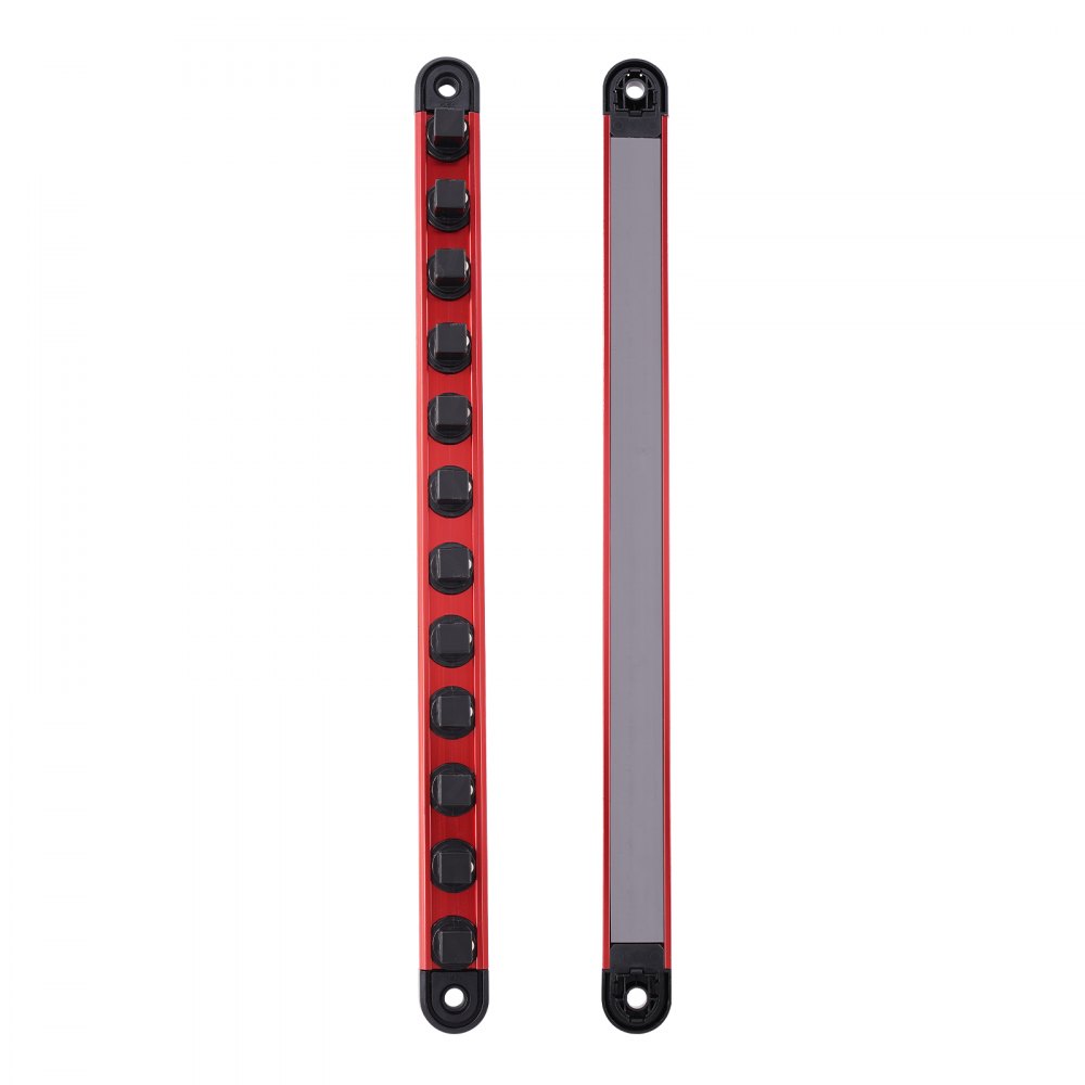 VEVOR Steckschlüssel-Organizer, 3-teilig, metrische und SAE-Halterschiene aus Alu, 1/4, 3/8 & 1/2 Zoll, Stecknuss Organizer mit 360° drehbaren Clips für Werkzeugkästen, für bis zu 40 Steckschlüssel