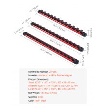 VEVOR Steckschlüssel-Organizer-Set 3-teilig Aluminium-Aufsteckschiene 40 Clips