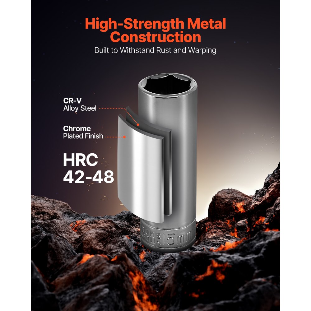 VEVOR Steckschlüsselsatz 76-tlg. 9,5-mm-Antrieb Ratschensatz, SAE und metrisch, tief und flach, Werkzeugsatz mit Zubehör und Aufbewahrungskoffer, CR-V-Legierungsstahl, für Autoreparatur