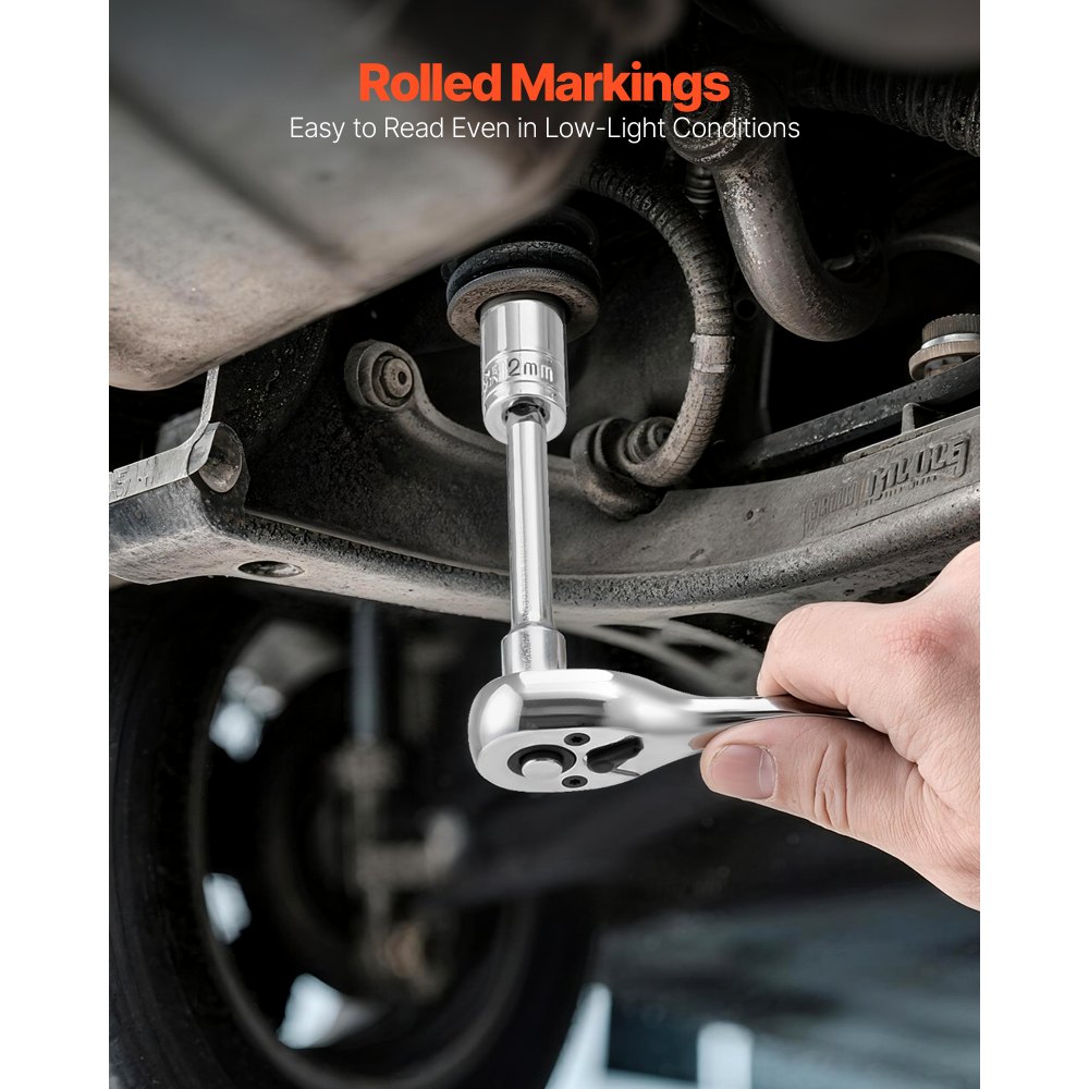 VEVOR Steckschlüsselsatz 27-tlg. 6,4 mm Antriebssteckschlüsselsatz Ratschensatz, SAE und metrisch, mit Ratschenschlüssel Verlängerungsstange Aufbewahrungskoffer, CR-V-Legierungsstahl