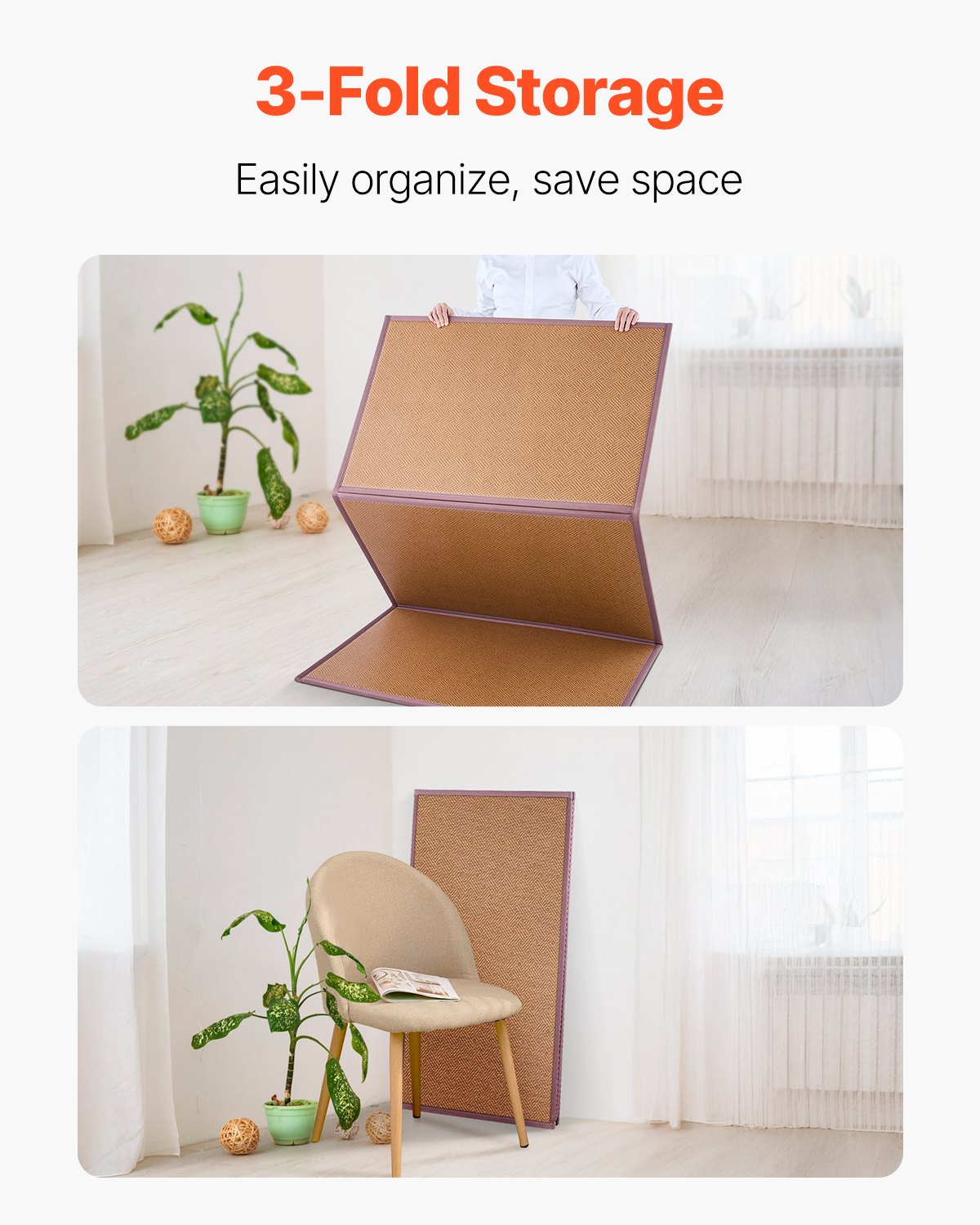 VEVOR japanische Tatami Matte faltbare Tatami-Matratze aus Rattan (2032 x 990 mm), klappbare Bodenmatratze rutschfeste Schlafmatte zum Schlafen Meditieren Yoga Entspannung, leicht zu reinigen