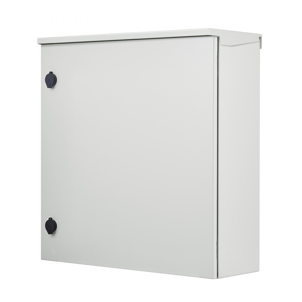 VEVOR Schaltschrank Elektrogehäuse, 600x600x200 mm, NEMA 4 Außengehäuse, IP66 wasser- & staubdicht, Kohlenstoffstahl, Klappanschlussdose für Innen- & Außenbereich, mit Regenschutzhaube