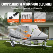 VEVOR T-Top-Bootsabdeckung, 7310–7920 mm Wasserdichte, Anhängertaugliche T-Top-Bootsabdeckung, 600D Marine Grade PU Oxford, mit Winddichten Schnallenriemen, für Mittelkonsolenboote mit T-Top-Dach