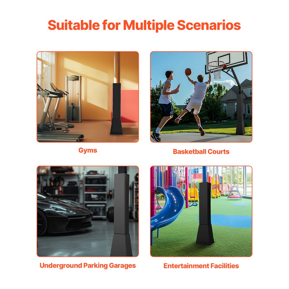 VEVOR Basketball Polster (163 cm hoch) strapazierfähige Polsterung passend für Stangen mit 152 x 152 mm bis 18 x 18 cm Durchmesser, wasserdichte Schutzpolsterung für Keller Garage Spielplatz