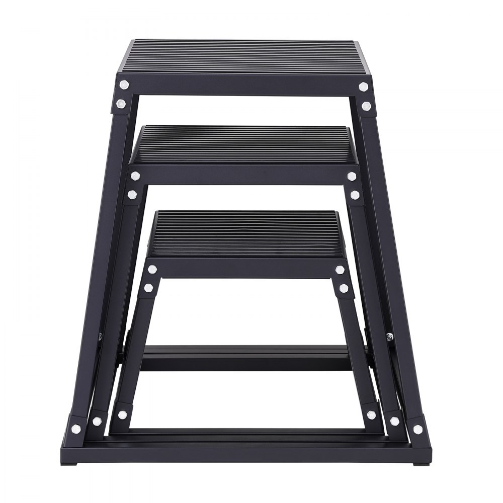 VEVOR 3-teilige Plyometrische Sprungboxen, 305/458/609 mm Plyometric Box Schwarz, Rutschfestes Fitness-Übungs-Step-Up-Box-Set für Heim-Fitness-Training, Konditions-Krafttraining, Jump Training Tragbar
