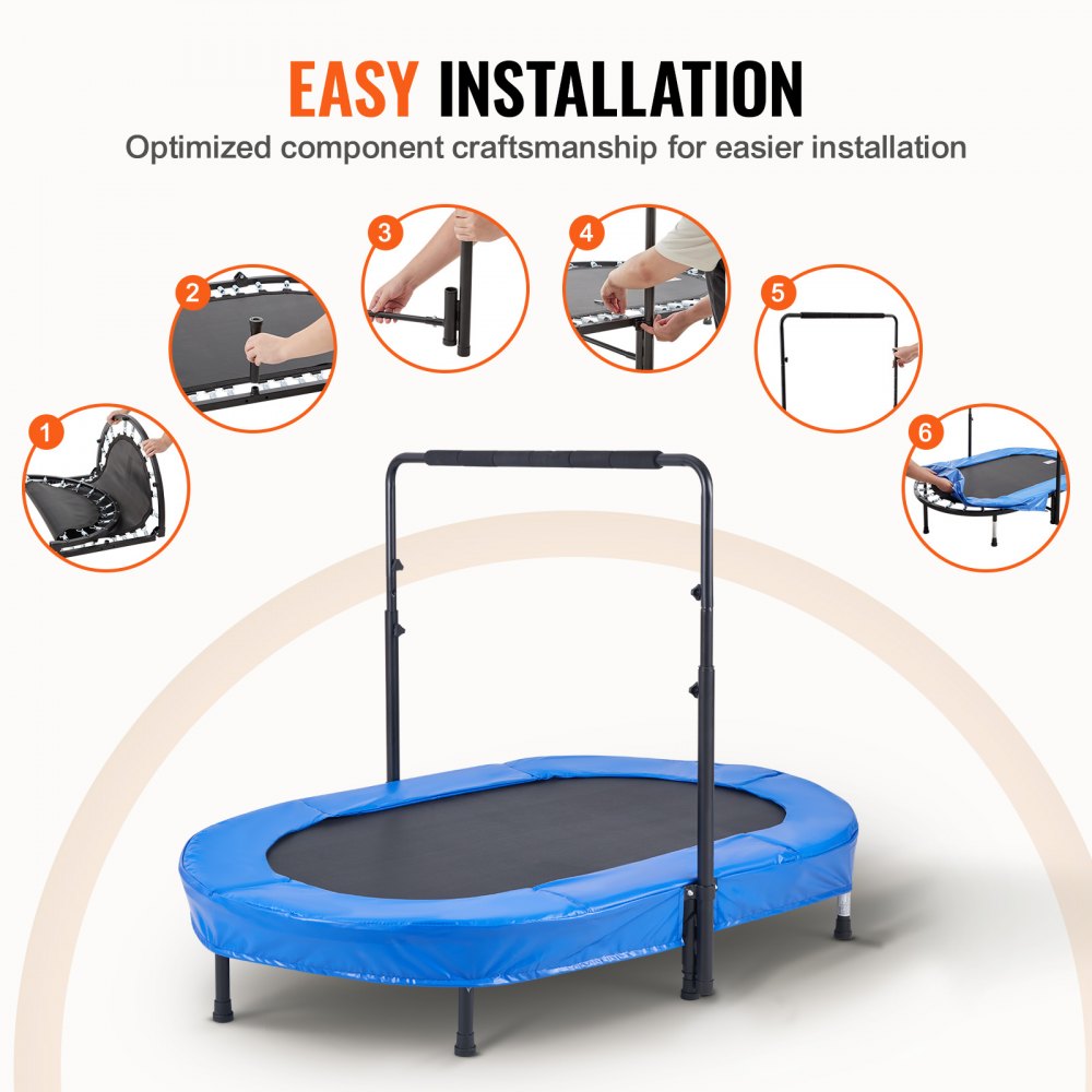 VEVOR Kindertrampolin Indoor / Outdoor-Trampolin faltbares Mini Trampolin mit Griff, Rebounder-Trampolin Gartentrampolin für Kleinkinder, Geburtstagsgeschenk für Kinder ab 3 Jahren für Spaß, Blau