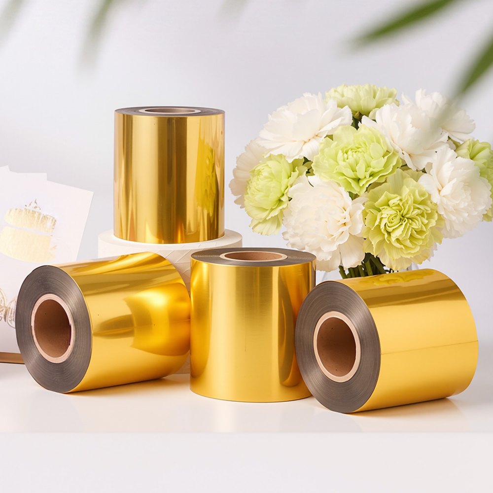 VEVOR Heißprägefolie 6 cm x 120 m Extra lange Goldfolienrolle Meterware, Kompatibel mit der VEVOR Stanz- & Prägemaschine für Beheiztes Leder, Satte Farben, Feine Textur, für Papier Holz & Kunststoff
