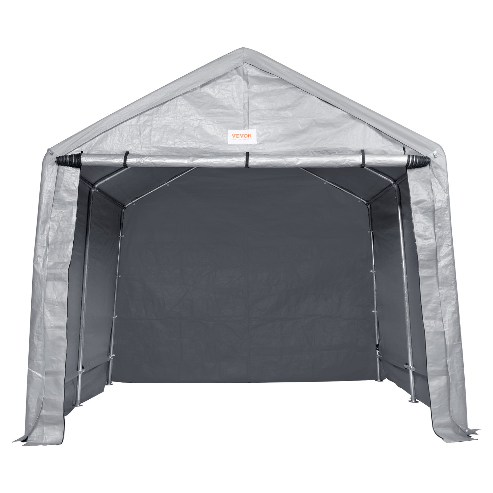 VEVOR Zeltgarage 304,8 x 304,8 x 259,1 cm Garagenzelt aus verzinkten Stahlstangen und einer dreischichtigen 240G-PE-Abdeckung Lagerzelt Carport 250 x 215 x 187 cm Zelttürgröße Gerätezelt Grau