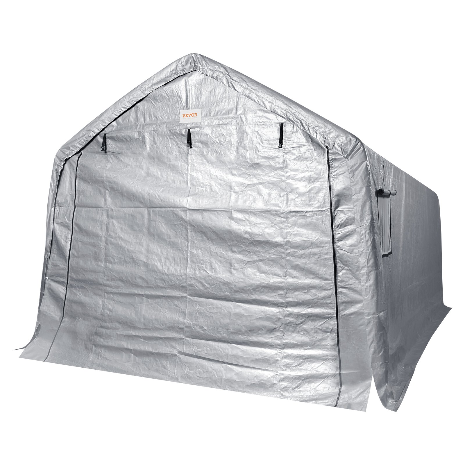 VEVOR Zeltgarage 304,8 x 457,2 x 243,8 cm Garagenzelt aus verzinkten Stahlstangen und einer dreischichtigen 240G-PE-Abdeckung Lagerzelt Carport 250 x 218 x 190 cm Zelttürgröße Gerätezelt Grau