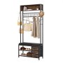 VEVOR Flurgarderobe 80 x 30 x180 cm, Garderobenständer mit Schuhablage (2 Ebenen) & 3 Schubladen, Freistehende Garderobe mit Bücherablage & Metallgitter, Ideal für Eingangsbereich, Schlafzimmer