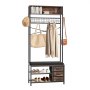 VEVOR Flurgarderobe 80 x 30 x180 cm, Garderobenständer mit Schuhablage (2 Ebenen) & 3 Schubladen, Freistehende Garderobe mit Bücherablage & Metallgitter, Ideal für Eingangsbereich, Schlafzimmer