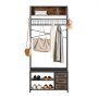 VEVOR Flurgarderobe 80 x 30 x180 cm, Garderobenständer mit Schuhablage (2 Ebenen) & 3 Schubladen, Freistehende Garderobe mit Bücherablage & Metallgitter, Ideal für Eingangsbereich, Schlafzimmer