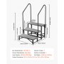 VEVOR Wohnmobiltreppe mit 2 Handläufen (3 Stufen), Standtreppe mit 300 kg Tragkraft, Außentreppe mit Rutschfester Matte für Senioren/Haustiere, Trittstufe für Camper, Mobilheim, Veranda, Pool und Spa