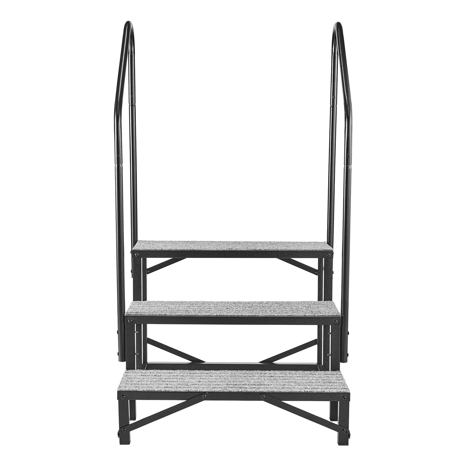 VEVOR Wohnmobiltreppe mit 2 Handläufen (3 Stufen), Standtreppe mit 300 kg Tragkraft, Außentreppe mit Rutschfester Matte für Senioren/Haustiere, Trittstufe für Camper, Mobilheim, Veranda, Pool und Spa