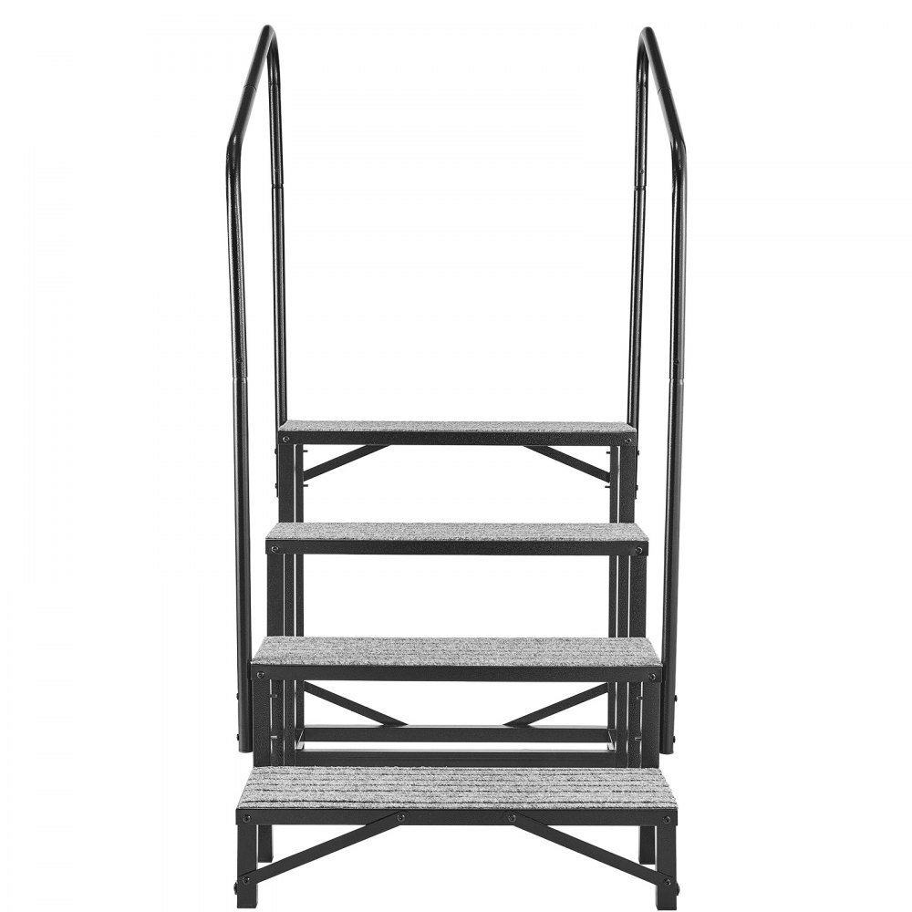 VEVOR Wohnmobiltreppe mit 2 Handläufen (4 Stufen), Standtreppe mit 300 kg Tragkraft, Außentreppe mit Rutschfester Matte für Senioren/Haustiere, Trittstufe für Camper, Mobilheim, Veranda, Pool und Spa