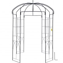 VEVOR Gartenlaube in Vogelkäfigform, 2,4 m hoch, 1,6 m breit, robuste Schmiedeeisenlaube, Hochzeitsbogenspalier zum Klettern an Weinreben im Garten, Hinterhof, Rasen, Terrasse, Schwarz