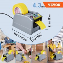 VEVOR  Automatischer Klebebandspender, elektrischer Klebebandschneider, Verpackungsmaschine, Bandschneidemaschine, 6-60 mm Bandbreite