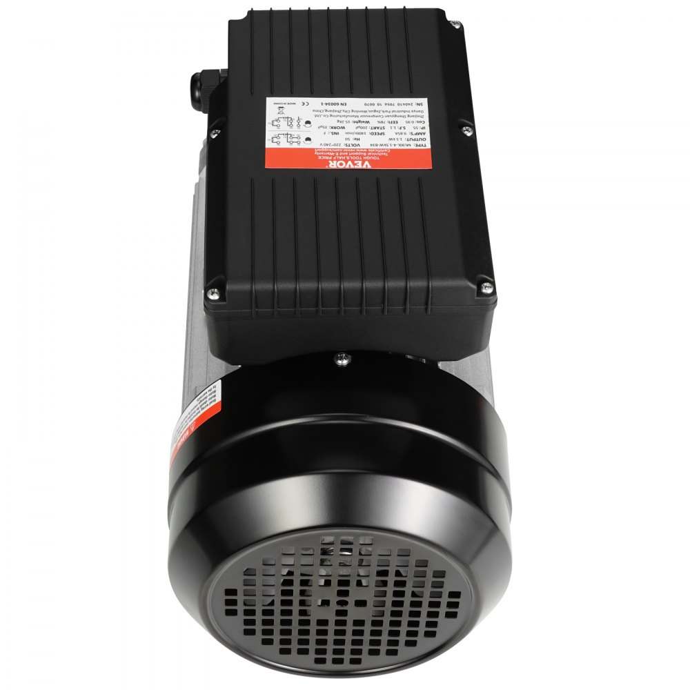 VEVOR 1,5 kW Elektromotor 1400 U/min, AC 220~240 V 9,85 A, 90 l, B34-Rahmen, Luftkompressormotor einphasig, 24 mm Keilwelle, Rechts-/Linkslauf für landwirtschaftliche Maschinen und allgemeine Geräte