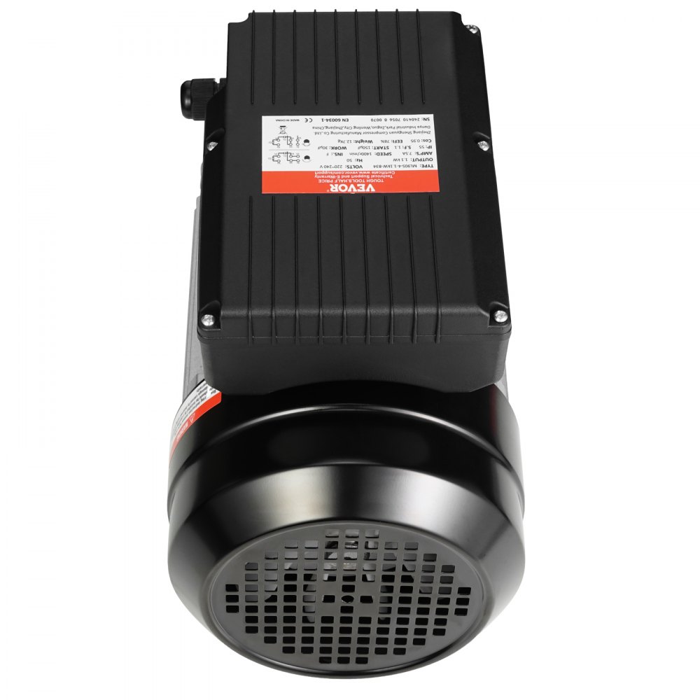 VEVOR 1,1 kW Elektromotor 1400 U/min, AC 220~240 V 7,5 A, 90S, B34-Rahmen, Luftkompressormotor einphasig, 24 mm Keilwelle, Rechts-/Linkslauf für landwirtschaftliche Maschinen und allgemeine Geräte