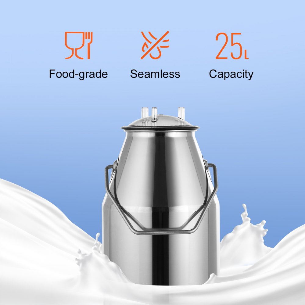 VEVOR Elektrische Melkmaschine Bausatz 25 L Edelstahl Melkmaschine 0,55 kW Melkmaschine Kuh 1680 U / min Tragbare Vakuumpumpe 5-8 Kühe / St Elektrische