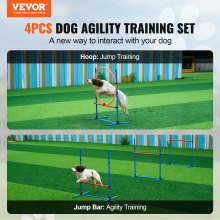VEVOR Hunde-Agility-Trainingsausrüstung, 4-teiliges Set – verstellbare hohe Hürden und Sprungring, Welpen-Hindernisparcours-Starter-Set mit Stangen-Aufbewahrungstasche für Hinterhof, drinnen, draußen