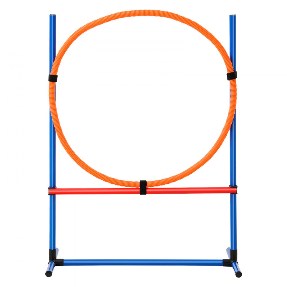 VEVOR Hunde-Agility-Trainingsausrüstung, 4-teiliges Set mit verstellbaren hohen Hürden, 6 Slalomstangen, Sprungring, quadratischer Pausenbox, Pfeife, faltbarer Schüssel, Hindernisparcours-Set für Welpen für den Garten, drinnen und draußen