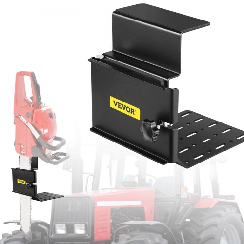 VEVOR Kettensägenhalter, Pulverbeschichtete Stahlkette, Werkzeughalterung Zubehör mit U-Form Bolzen, Universal Sägepresse Träger Kit für ATVs, UTVs, Traktoren, LKWs, Nutzfahrzeuge, Schwarz