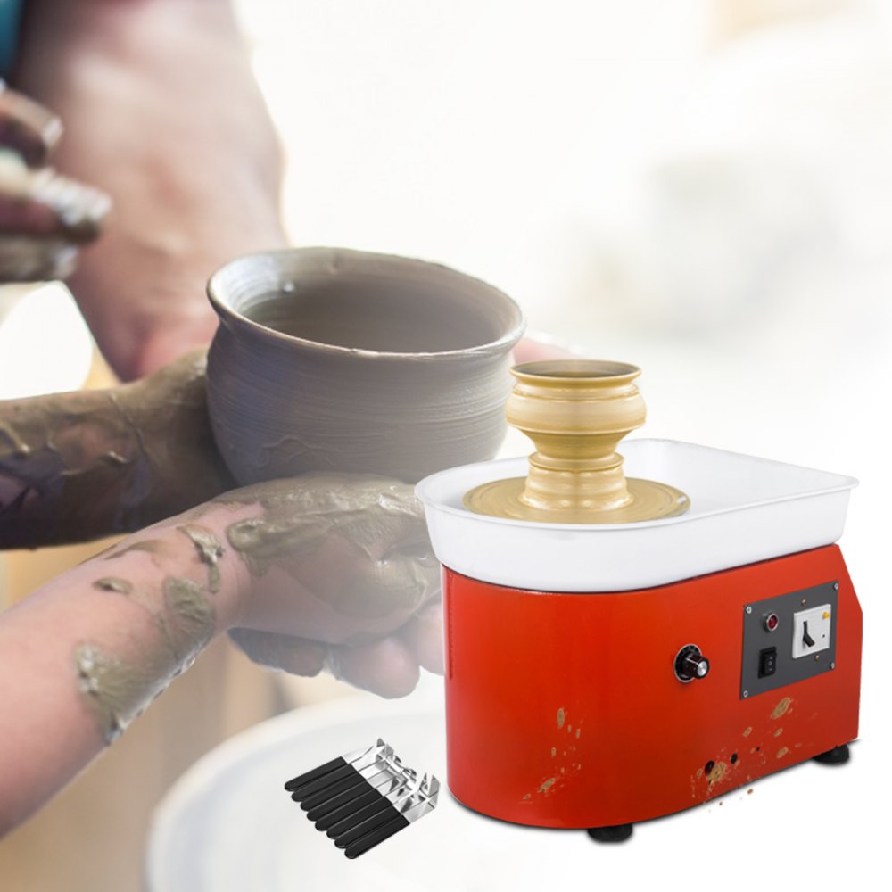 VEVOR 350W Elektrische Töpferscheibe Keramikmaschine 25cm Keramik Radmaschine 220V Keramikscheibe Maschine Radmaschine DIY mit Skulptur Set