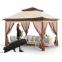 VEVOR Pavillon 334x334x281cm Gartenzelt PU-beschichtetes 250D-Oxford-Gewebe Faltpavillon inkl. Aufbewahrungstasche Partyzelt 8-10 Personen Pop up Zelt Faltzelt Gartenpavillon ideal für Campingausflug