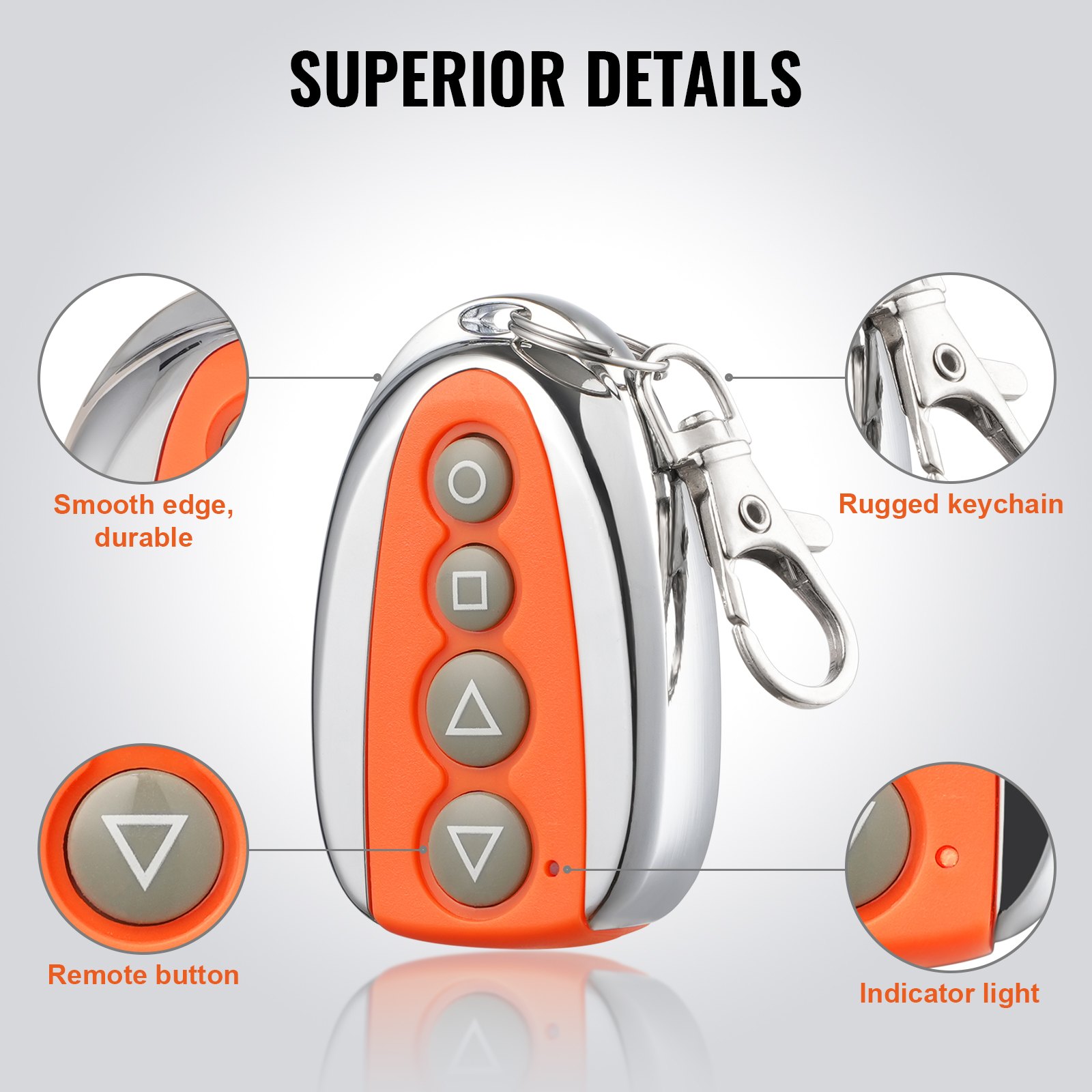 VEVOR Schiebetoröffner-Fernbedienung, 40 m Reichweite, 4 Tasten, automatische Fernbedienung, für Garagentoröffner, elektrisches Einfahrtstoröffnersystem (Batterie nicht im Lieferumfang enthalten)