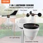 VEVOR 7-in-1 WLAN Wetterstation 186mm TFT Display Kabelloser Außensensor IPX6