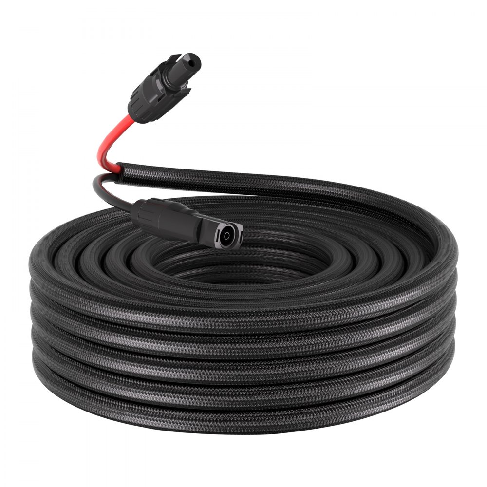 VEVOR Solarkabel Verlängerung 9,14 m, 10 AWG, Solarverlängerungskabel mit Flammhemmender Schutzhülle, Weibliche & Männliche Steckverbinder, IP67, PV-Kabel, für Auto, Wohnmobil, Schwarz & Rot