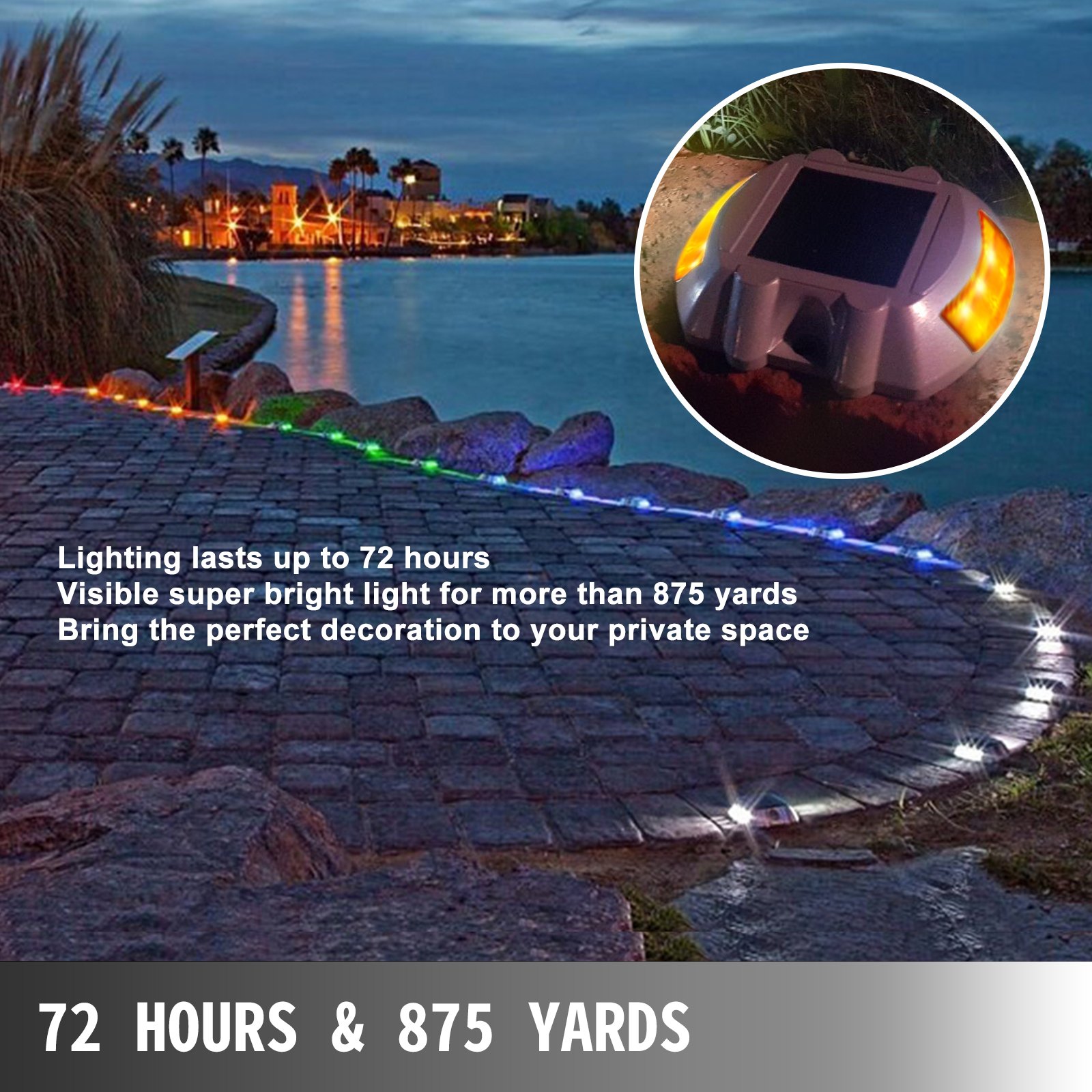 Vevor 1 X Solar Bodenstrahler Einbaustrahler Bodenleuchte Aluminium Led Orange