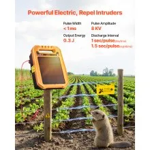 VEVOR Solar Weidezaungerät 0,3J Elektrozaungerät 3km Reichweite 8kV für Vieh