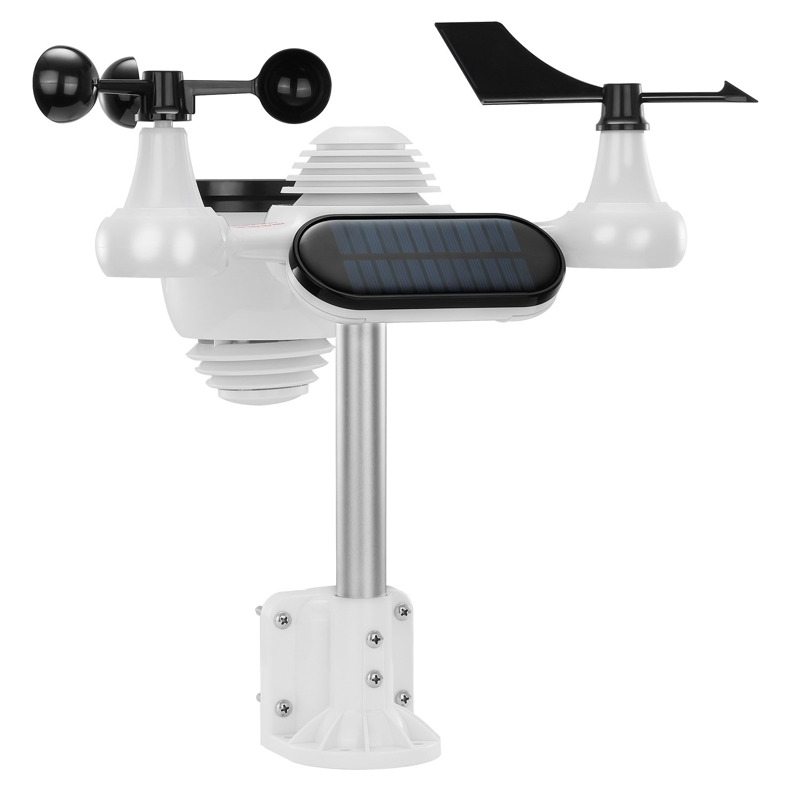 VEVOR 7-in-1 Wetterstation Funkwetterstation mit Außensensor 190,5 mm (7.5-inch) Farbdisplay RCC-Atomuhr zur Messung von Windrichtung Windgeschwindigkeit Luftdruck Innen/Außentemperatur und -feuchtigkeit Mondphase
