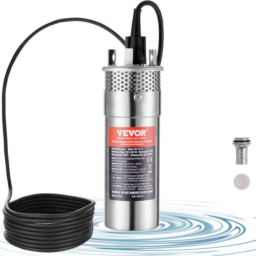 VEVOR Solar-Wasserpumpe, 12 V DC, 120 W, Tiefbrunnenpumpe, Durchfluss 3,2 GPM, Förderhöhe 70 m, solarbetriebene Wasserpumpe für Brunnen, Bewässerung von Bauernhöfen, Tränken von Nutztieren