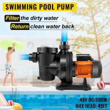 VEVOR Poolpumpe Schwimmbadpumpe 500W Solarwasserpumpe 14,9m Umwälzpumpe 75GPM