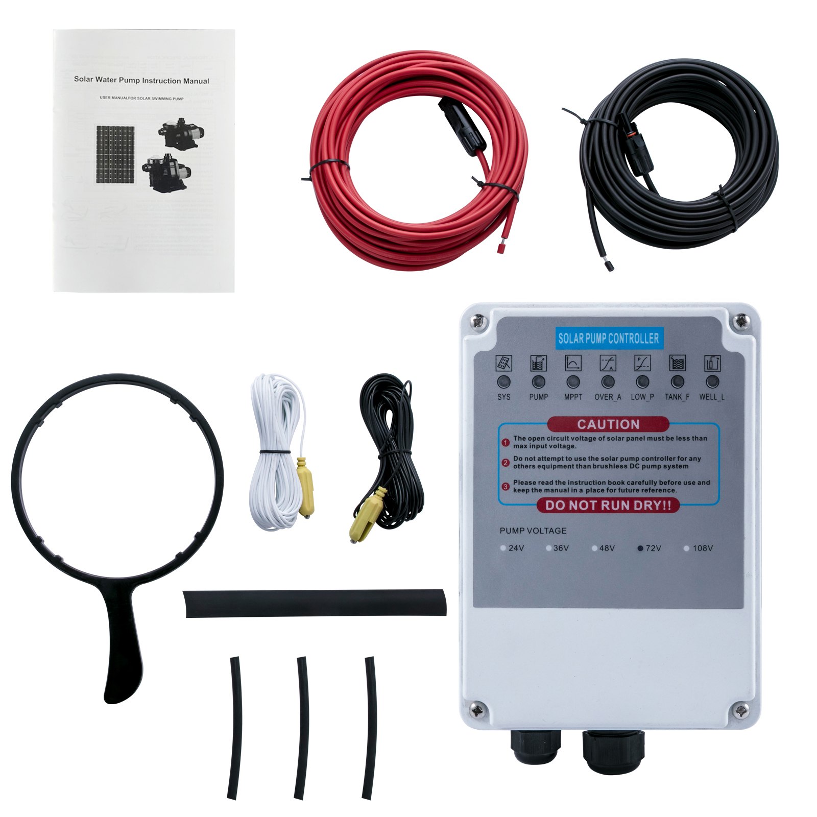 VEVOR Solar-Schwimmbadpumpe, 500 W, 75 GPM starker Motor, 48 VDC max. Förderhöhe 49 Fuß, mit MPPT-Regler und 9,8 Fuß langem Pulverkabel zur Sicherheit, geeignet für Grundwasserparks/Pools, getestet nach UL-Standards