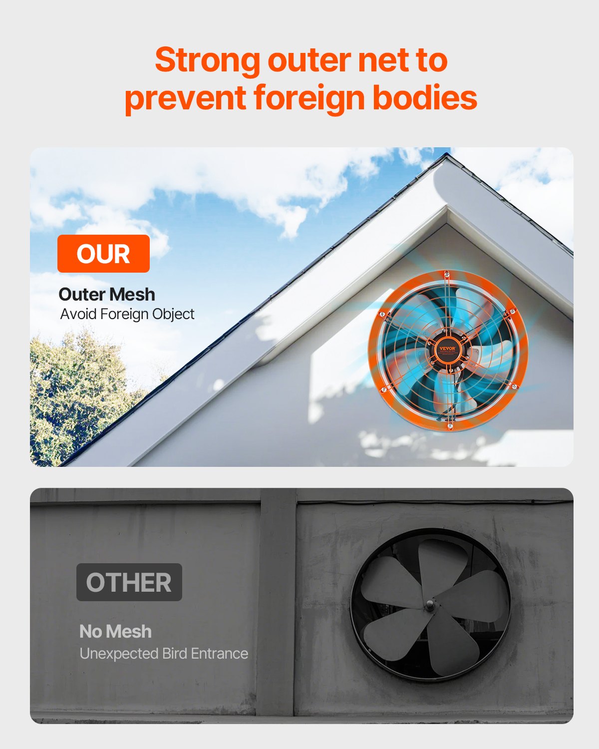 VEVOR Solar Ventilator, 400 x 150 mm, Solar Powered Fan, Dachbodenabluftventilator mit einstellbarem Thermostat, Außengitter, 1300 CFM Luftstromkapazität, für Giebel, Dach, Garage, Werkstatt
