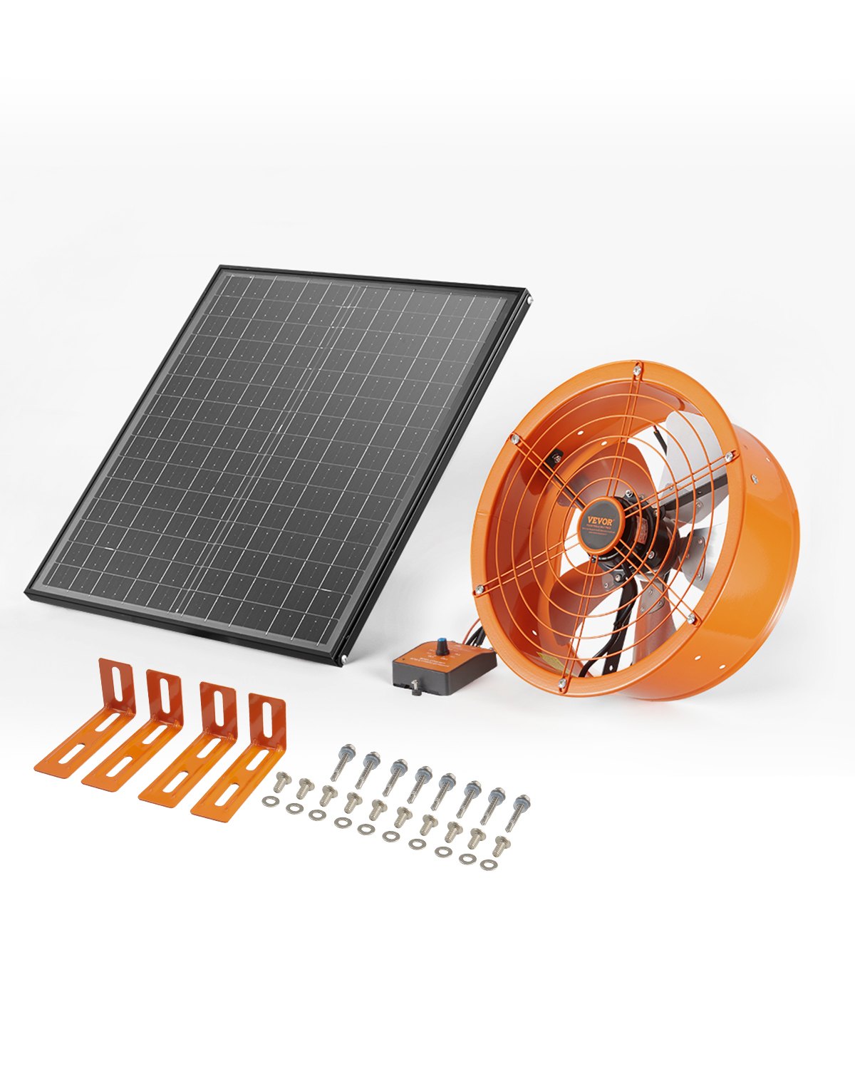 VEVOR Solar Ventilator, 400 x 150 mm, Solar Powered Fan, Dachbodenabluftventilator mit einstellbarem Thermostat, Außengitter, 1300 CFM Luftstromkapazität, für Giebel, Dach, Garage, Werkstatt