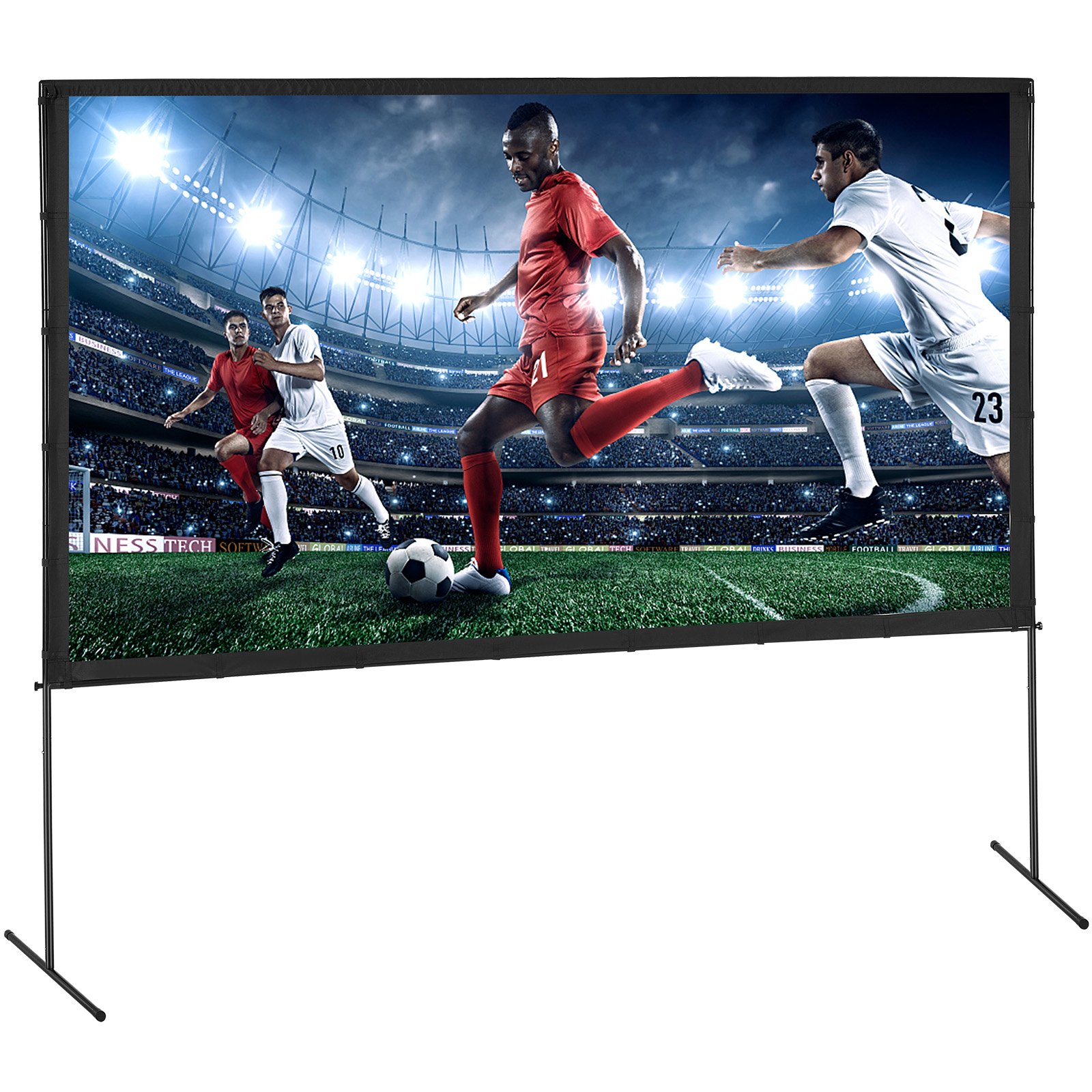 VEVOR Projektion Beamer Leinwand mit Ständer 304,8 cm HD 4K Outdoor Indoor Projektor Screen Schnelles Klappbare Tragbare Filmleinwand 16: 9 für Heimkino, Camping, Freizeitveranstaltungen usw. Schwarz