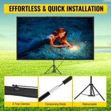 VEVOR 16:9 Beamer Leinwand Stativ 4K HD Projektionsleinwand Rolloleinwand Projektionsfläche 133x76cm Präsentationswand Höhe von 200-250cm einstellbar ideal für Heimkino Tagungen Hochzeiten Schulungen