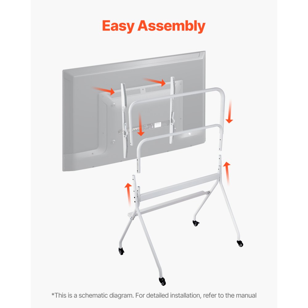 VEVOR TV-Ständer rollbarer TV-Wagen für 889–2540 mm Fernseher Fernsehständer TV Standfuß bis zu 90 kg, TV Bodenständer mit Regal (Max. VESA 800 x 600 mm) für Wohnzimmer Schlafzimmer Büro