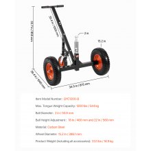 VEVOR 544kg Rangierhilfe Anhänger 460/560mm einstellbar 50,8mm Kugel 386mm Rad